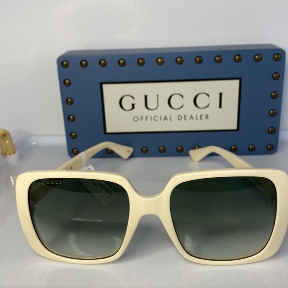💯 - Gucci Cream/Grey Gradient GG0632S Square Sunglasses - Picture 3 of 15